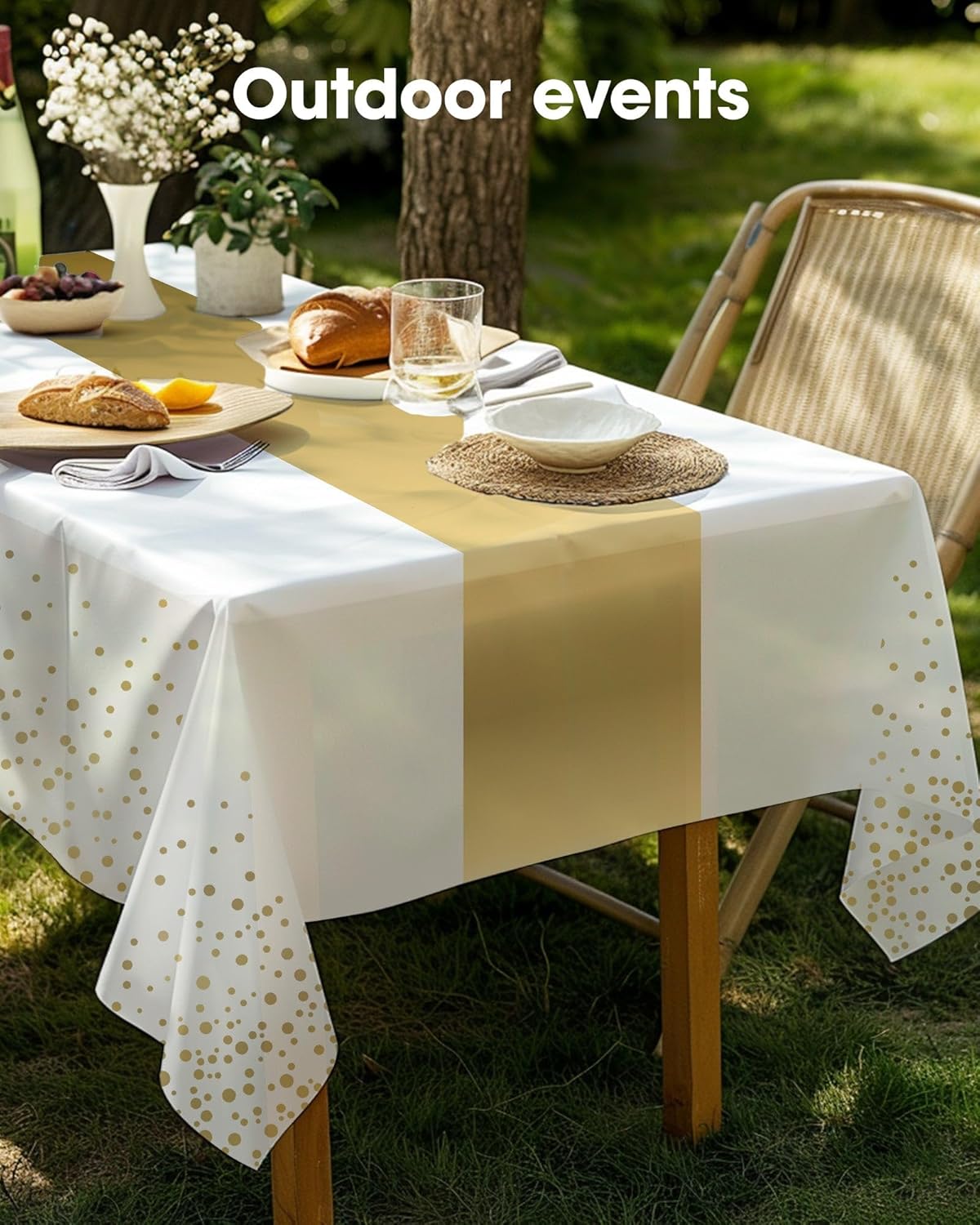 Pureegg Plastic Table Cloth 10 Pack, 54 x 108 Inch Disposable Table Cloths for Party, Picnic and Wedding, Rectangle, White - Colors A