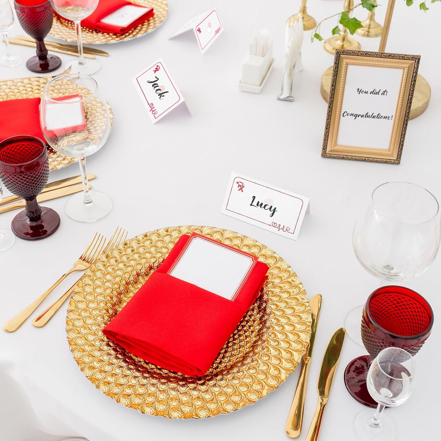 AmazingSpark 50 Pcs Nurse Graduation Party Decorations Nursing Food Tent Labels Hospital Themed Grad Table Place Labels Folding Name Tent Cards for Graduation Nurse Week Party Supplies