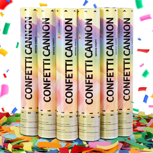 Gold Confetti Poppers Cannon, 6 Pack WERISE Party Gold Mylar Party Poppers Shooters for Birthday, Wedding, Graduation Valentines Day and Easter Celebration 12 Inch