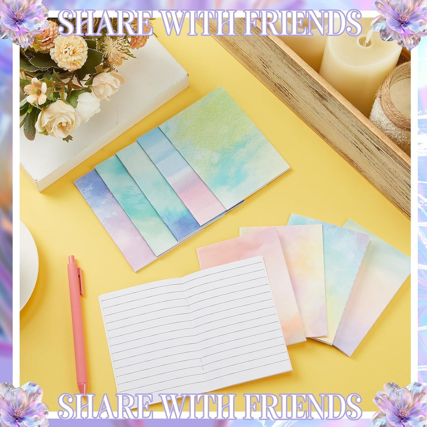 Tenceur 30 Pcs Mini Tie Dye Notepads Pastel Rainbow Pocket Notebooks Bulk Tie Dye Small Memo Pad Watercolor Notepads for Women Birthday Gifts Party Favors Spring Easter Classroom Office Supplies
