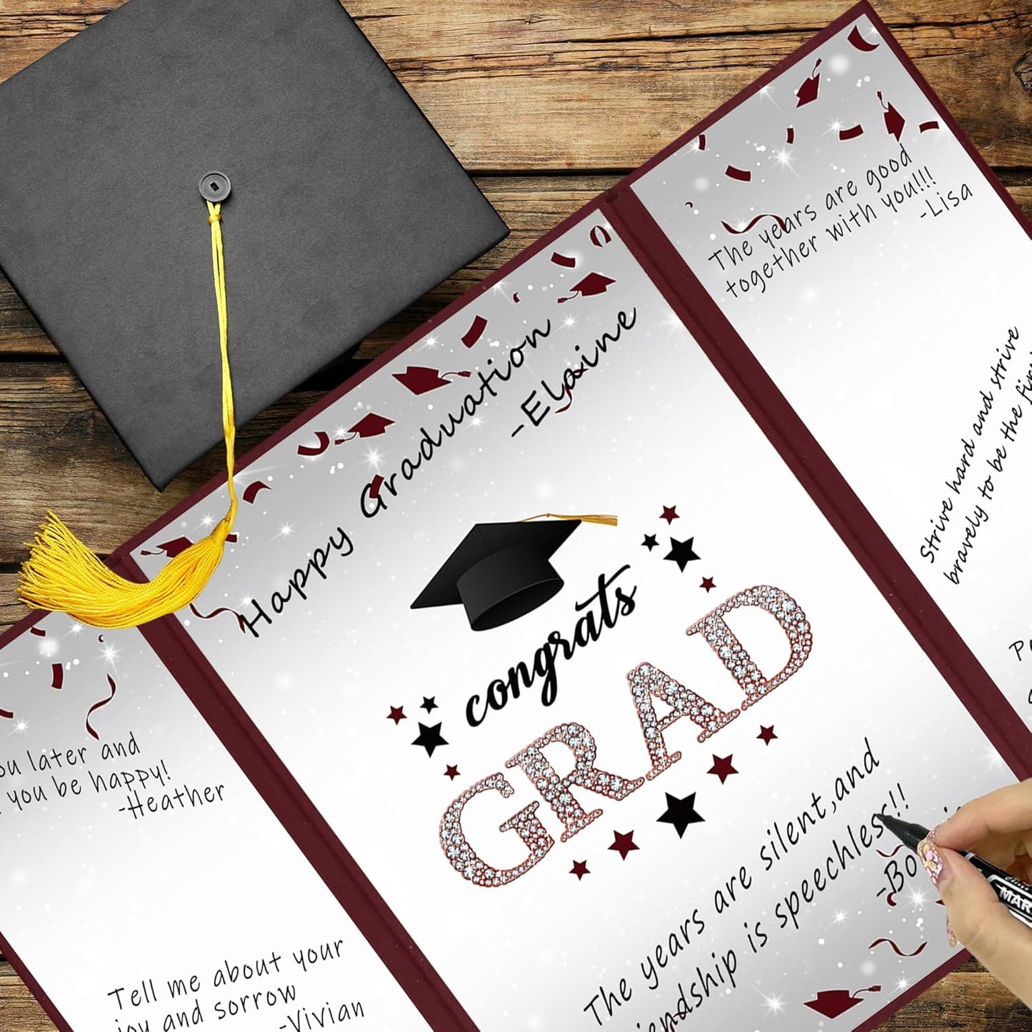 Vlipoeasn 2026 Graduation Guest Book Alternative, Black Gold Class of 2026 Graduation Party Decorations, Graduation Signature Book for 2026 College High School, Unique Graduation Gifts for Friends