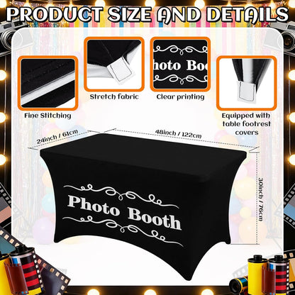 Gilprop Photo Booth Table Cloth Photo Booth Props Accessories Rectangle Tight Table Background for Indoor Outdoor Party Photography Decoration Graduation Wedding Birthday Bachelorette(Stylish,4ft)
