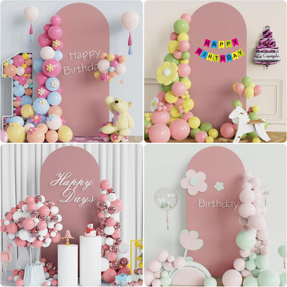 Wokceer 7.2 FT Wedding Arch Backdrop Stand and White Arch Cover, Metal Arch Stand with Arch Stand Cover for Birthday Party Wedding Ceremony Bridal Baby Shower Event Decor