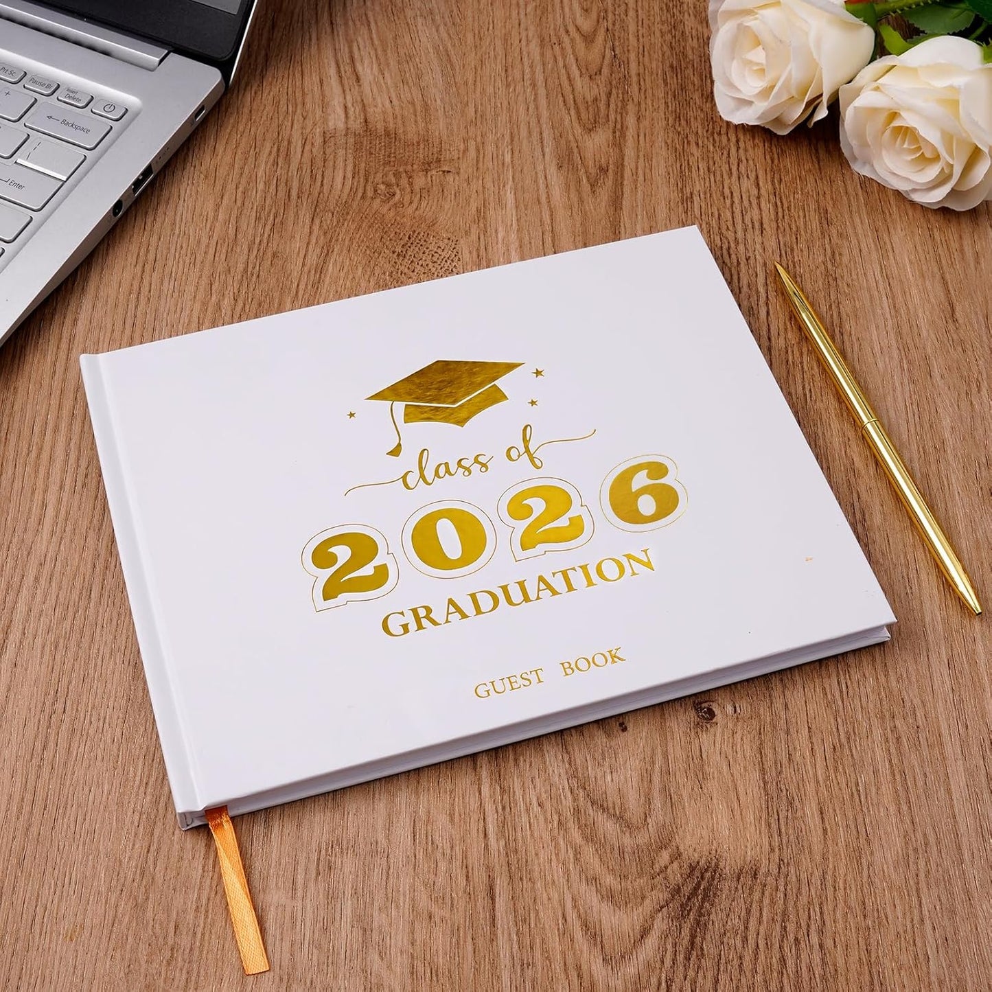 Graduation Guest Book, Class of 2026 Graduation Guest Book with Pen, Hardcover Guest Sign in Book, Memory Scrapbook, Graduation Decorations, Grad Party Supplies for High School，College (Blue)