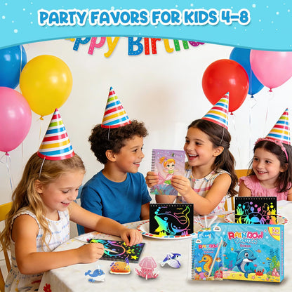 ZMLM 24 Pack Scratch Art Party Favors: Birthday Party Favors for Kids 4-8, Bulk Rainbow Scratch Notebook Paper Pads, Goodie Bags Stuffers Girls Boys Classroom Gifts Crafts Toys