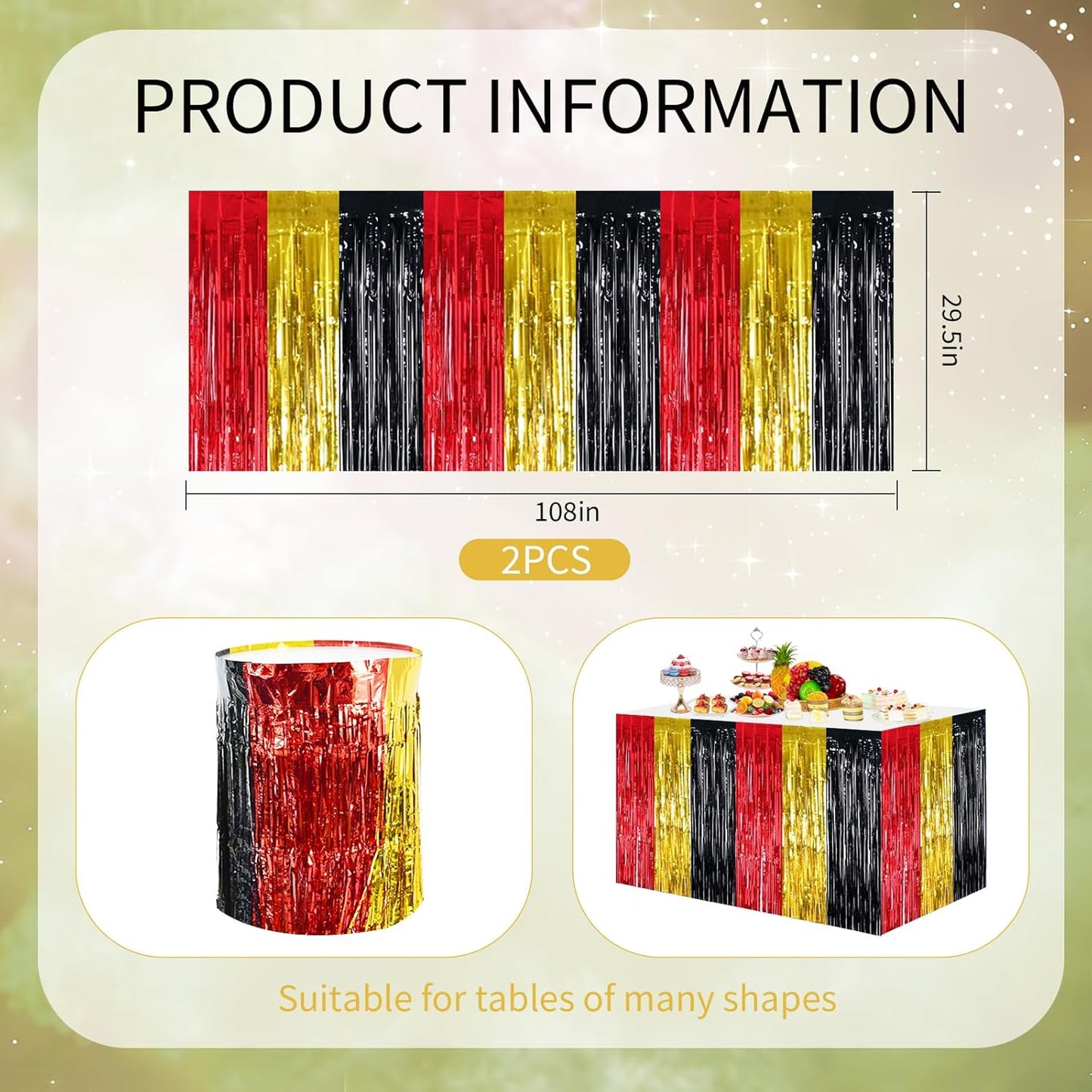 BEISHIDA 2 Pack Metallic Tinsel Foil Fringe Table Skirts for Rectangle & Round Tables Hot Pink Kids' Birthday, Holiday Cartoon Party Decorations for Birthday Valentines Baby Shower Festive Events