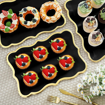 Havawish 24 Pcs 9" x 13" Pink Disposable Paper Serving Trays and Platters Food Platters for Parties White Trays Cupcake Platter Bandejas Decorativas para Fiestas for Birthday Party Weddings