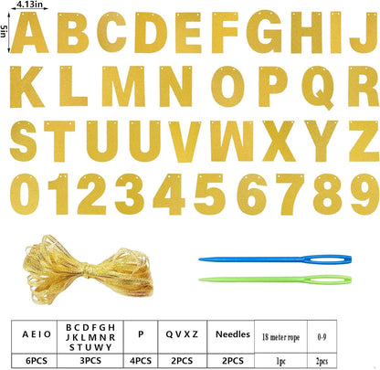 DIY Banner Kit with Letters Glitter Banner Letters Customizable Birthday Banners Graduation Banner Custom Party Hanging Banner for Graduation Wedding Party Baby Shower Decoration(Gold)