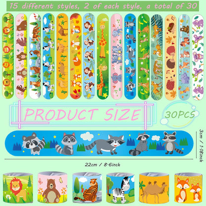 Viicoor Slap Bracelets for Kids 30PCS Animals Slap Bands Party Gadget Fillers Favors