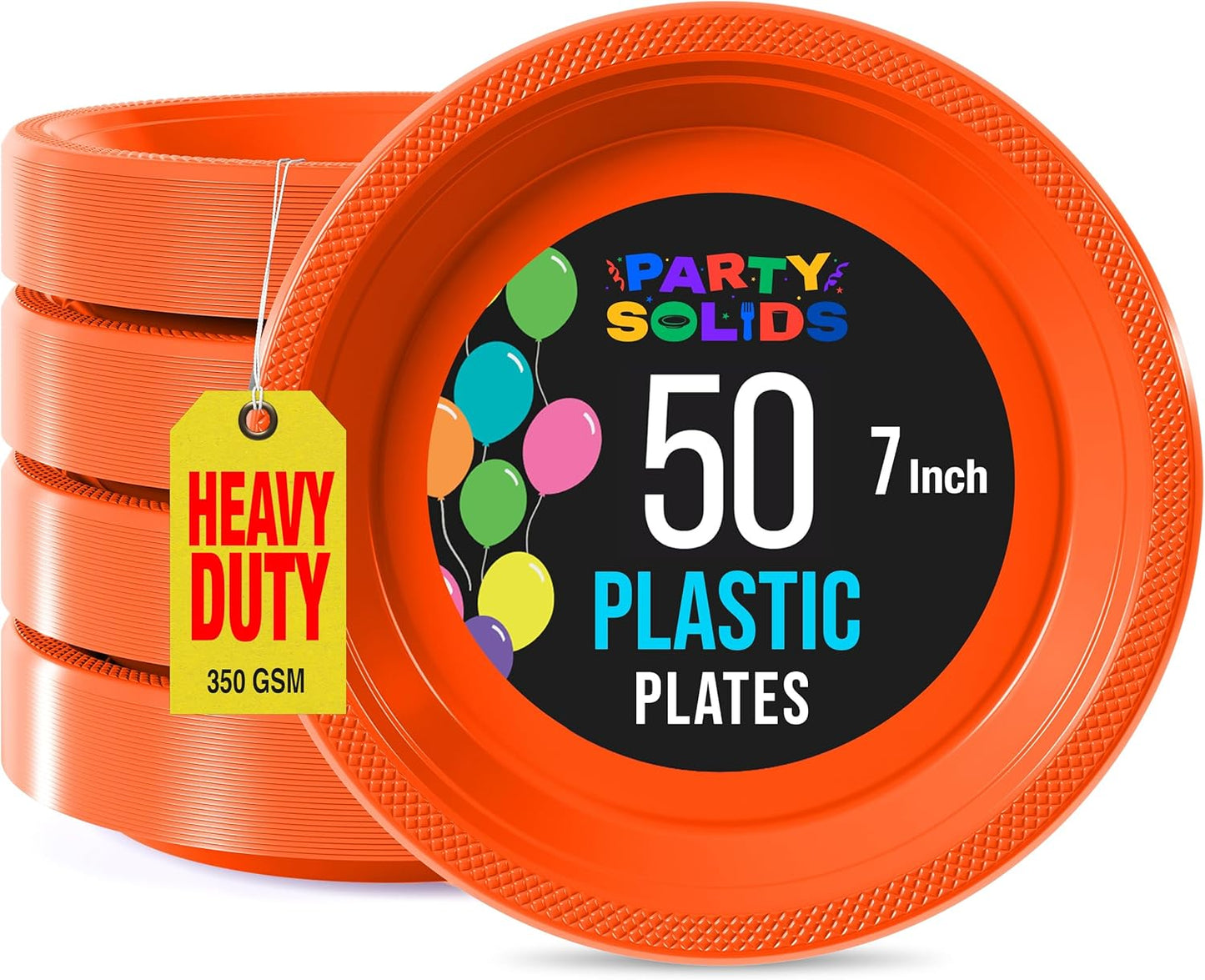 Exquisite Party Solids Red Plastic Plates For Party Supplies 10" Red Disposable Plates Heavy Duty 50 Pcs Plastic Dinnerware Sets Heavy Duty 350 GSM Disposable Dinnerware Set