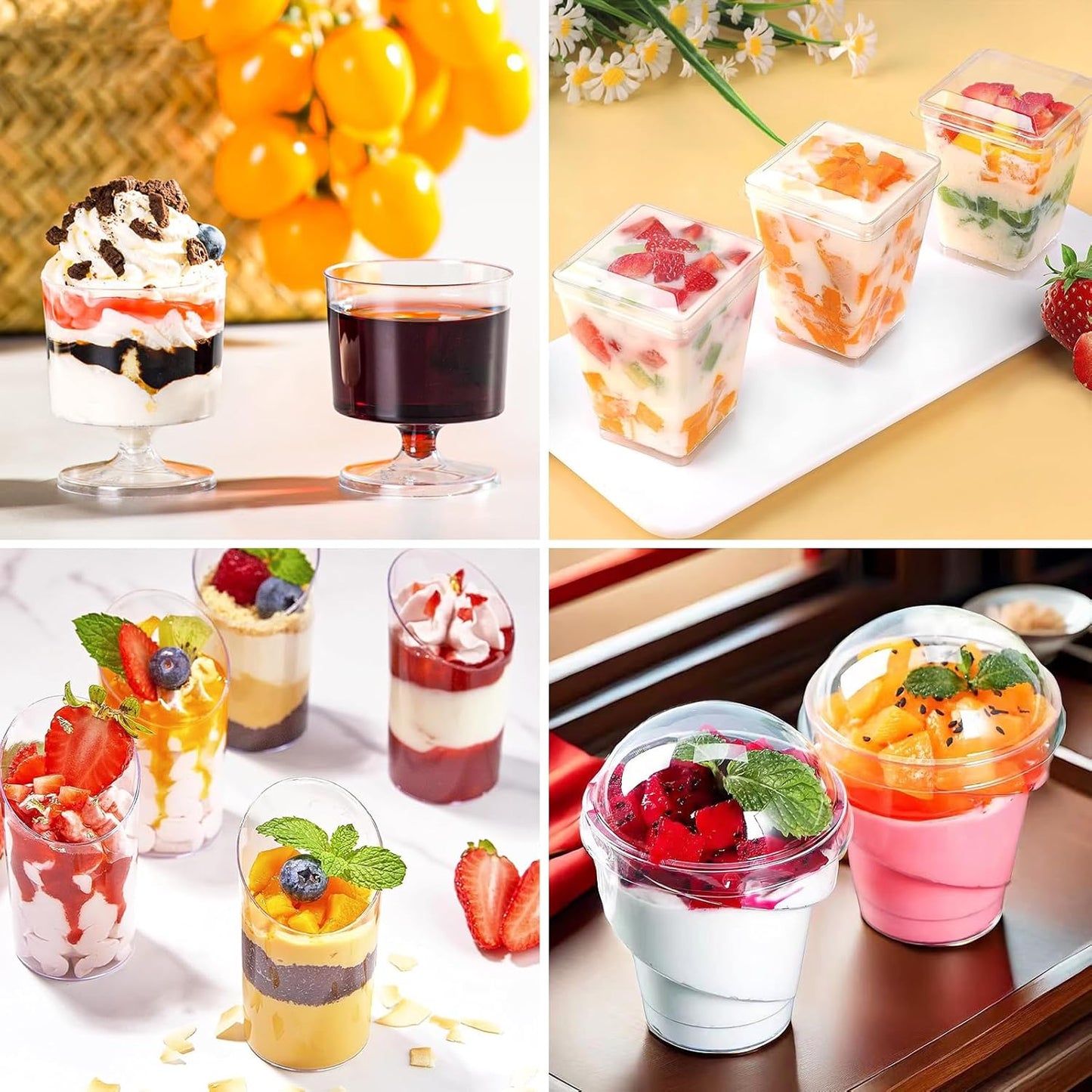 LifeIdeas 380 Pack Mini Dessert Cups with Spoons and lids, 5 oz Mini Clear Parfait Cups, Shooters Cups for Party, Round Yogurt Cups, Reusable Fruit Ice Cream Cake Pudding Cups