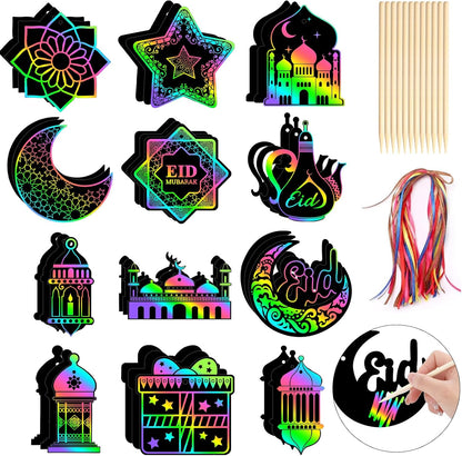 JULMELON 36 PCS Ocean Crafts, Rainbow Scratch Art Under The Sea Party Favors DIY Magic Color Summer Ocean Animals Scratch Cards for Summer Party Favors School Activities