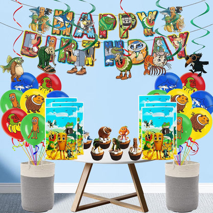 TJLMCORP Italian Brainrot Party Game, Pin the Tail Party Game Set With 24 Stickers and and 2 Blindfolds, Tralalero Themed Birthday Party Supplies, Brain Rot Party Decorations（Tung Tung Tung Sahur）