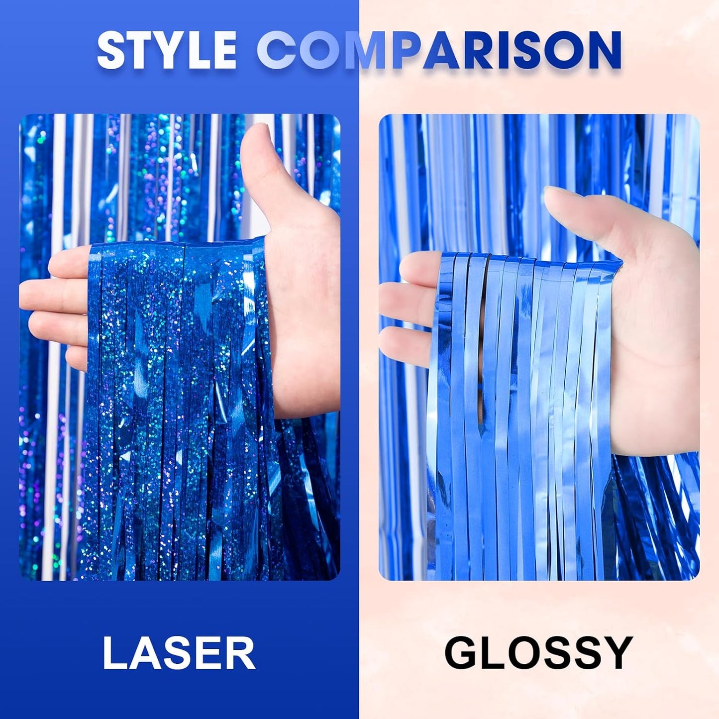Voircoloria 3 Pack 3.3x8.2 Feet Gold Foil Fringe Backdrop Curtains, Tinsel Streamers, Fringe Backdrop for 2025 New Years Eve, Graduation, Birthday, Baby Shower, Gender Reveal, Disco Party - Colors A