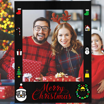 Beeveer 32 x 24 Inch Photo Booth Selfie Frame Prop Booth for Birthday Event Parties Large Blank DIY Cutout Props for Funny Decoration Christmas, Holiday Supplies