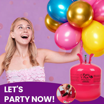 Helium Tank for Balloons – 22L Disposable Helium Balloon Tank Kit Fills Up to 100 Balloons – Includes 50 Balloons & Ribbon – Portable Helium Tank for Birthday, Wedding & Party Decorations