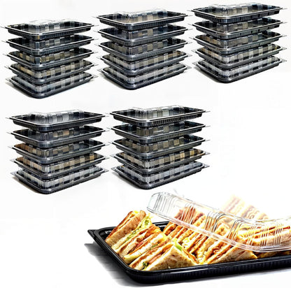 6 Pack Catering Trays with Lid – 13" Serving Trays with Lids - Reusable Serving Platter With Lid for Catering, Buffet, Picnics & Events – Party Trays With Lids (13.39 × 9.84 × 2.95 inch)