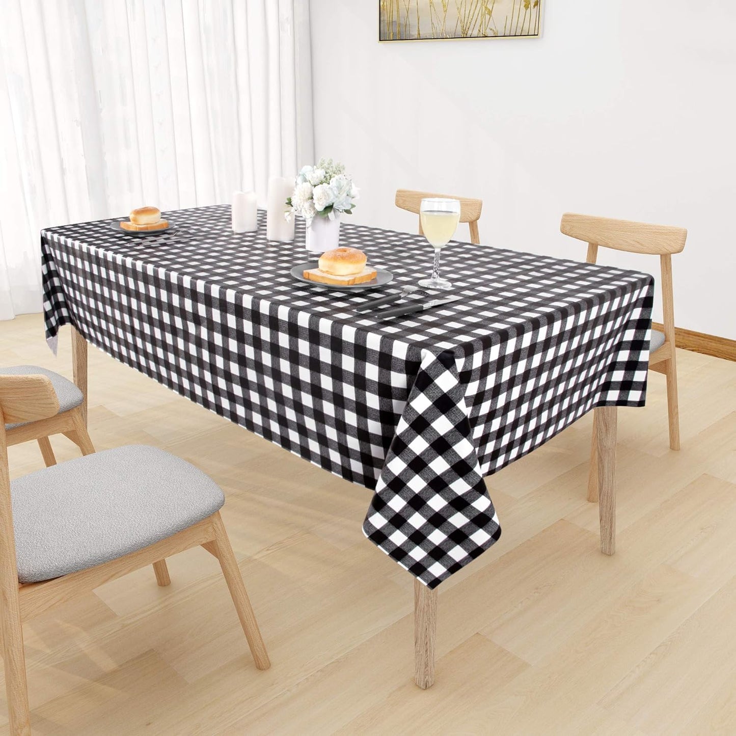 sancua Clear Plastic 100% Waterproof Tablecloth - 54 x 78 Inch - Vinyl PVC Rectangle Table Cloth Protector Oil Spill Proof Wipe Clean Table Cover for Dining Tables, Parties & Camping, Crystal Clear