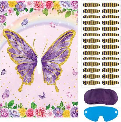 Pin The Crown on The Princess Party Games for Girls Princess Birthday Party with 24 Pcs Crowns, Large Princess Poster for Kids Girls Princess Birthday Party Princess Tea Party Decorations