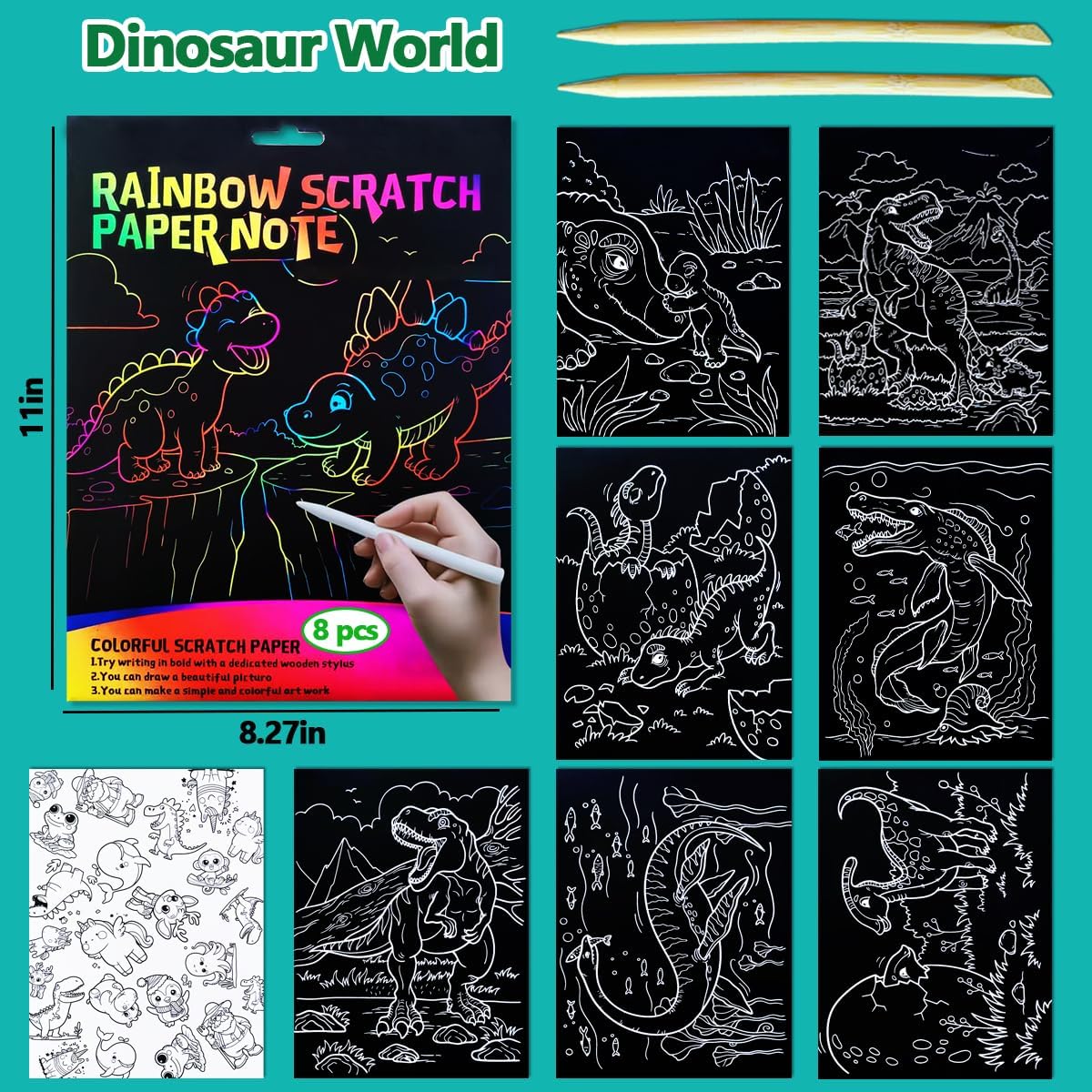 BAOXUE Scratch Art for Kids, Mermaids Black Rainbow Scratch Paper Set-Arts And Crafts & Supplies, DIY Activity & Party Games, Mermaid Toys Gifts for Toddlers, Girls