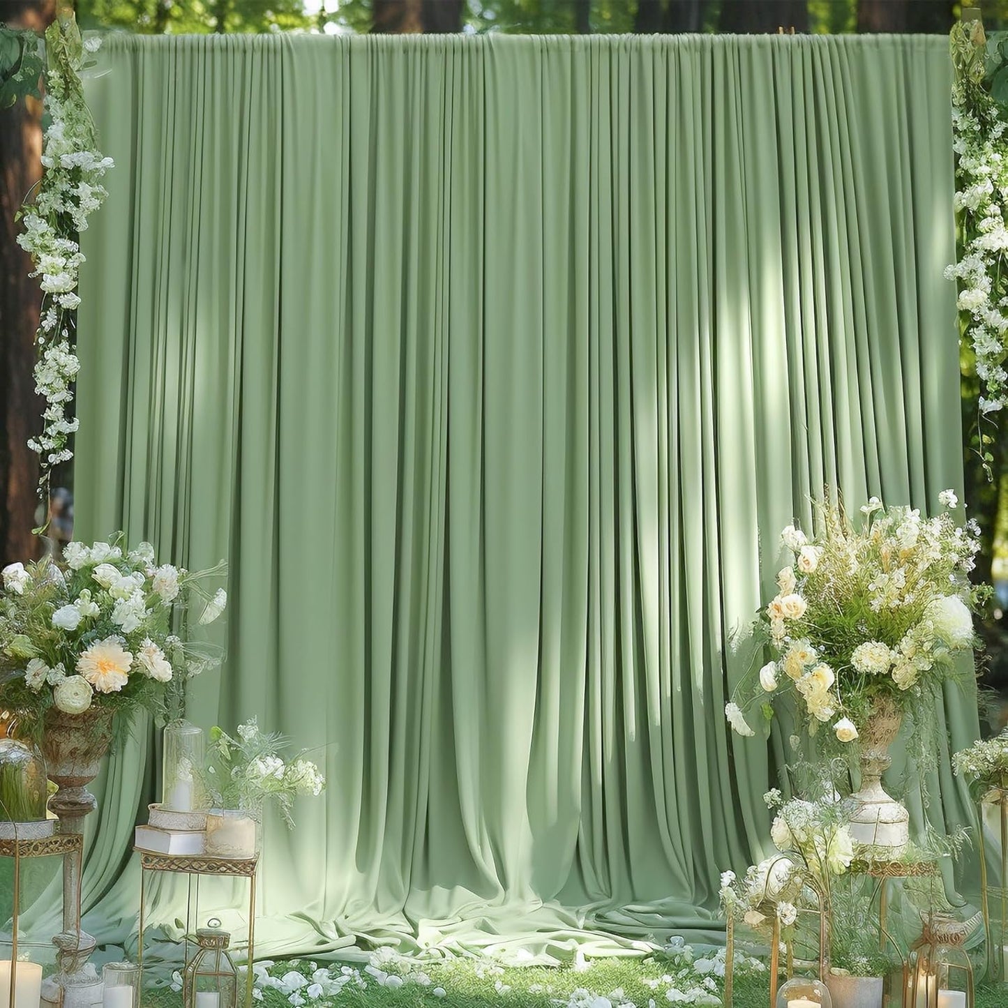 10ftx10ft Black Backdrop Curtains for Weddings Parties, Wrinkle Free 2 Panels Silky Polyester Photo Backdrop Drapes Back Drop Cloth Drapery for Birthday Mother'sDay Photography Background