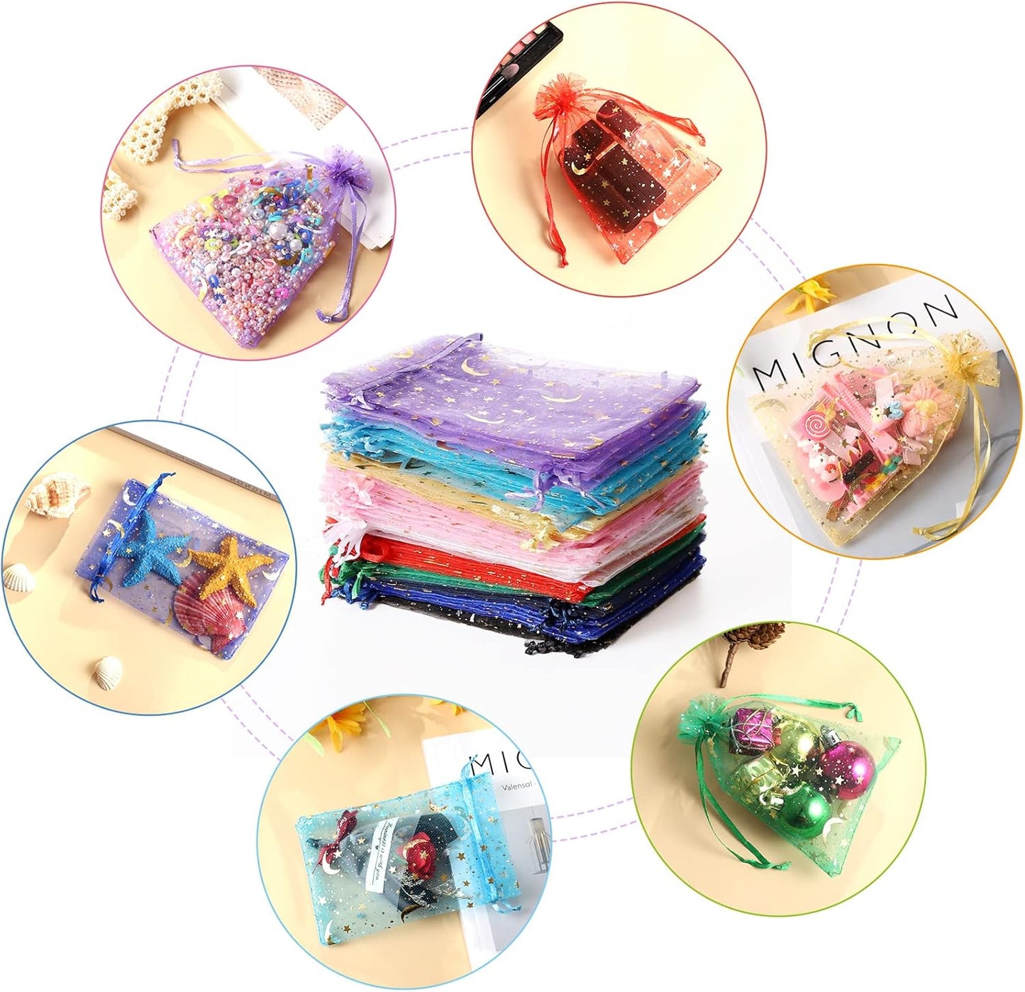Hopttreely 100PCS Premium Sheer Organza Bags, White Wedding Favor Bags with Drawstring, 4x4.72 Jewelry Gift Bags for Party, Jewelry, Christmas, Mother's Day, Festival, Bathroom Soaps, Makeup Organza Favor Bags