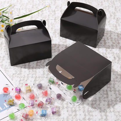DjinnGlory 36 Pack White Party Favor Treat Boxes with Handle, DIY Paper Boxes for Baby Shower, Birthday, All Occasion, Small Gable Boxes for Small Business 6.18 x 3.58 x 3.38 Inches