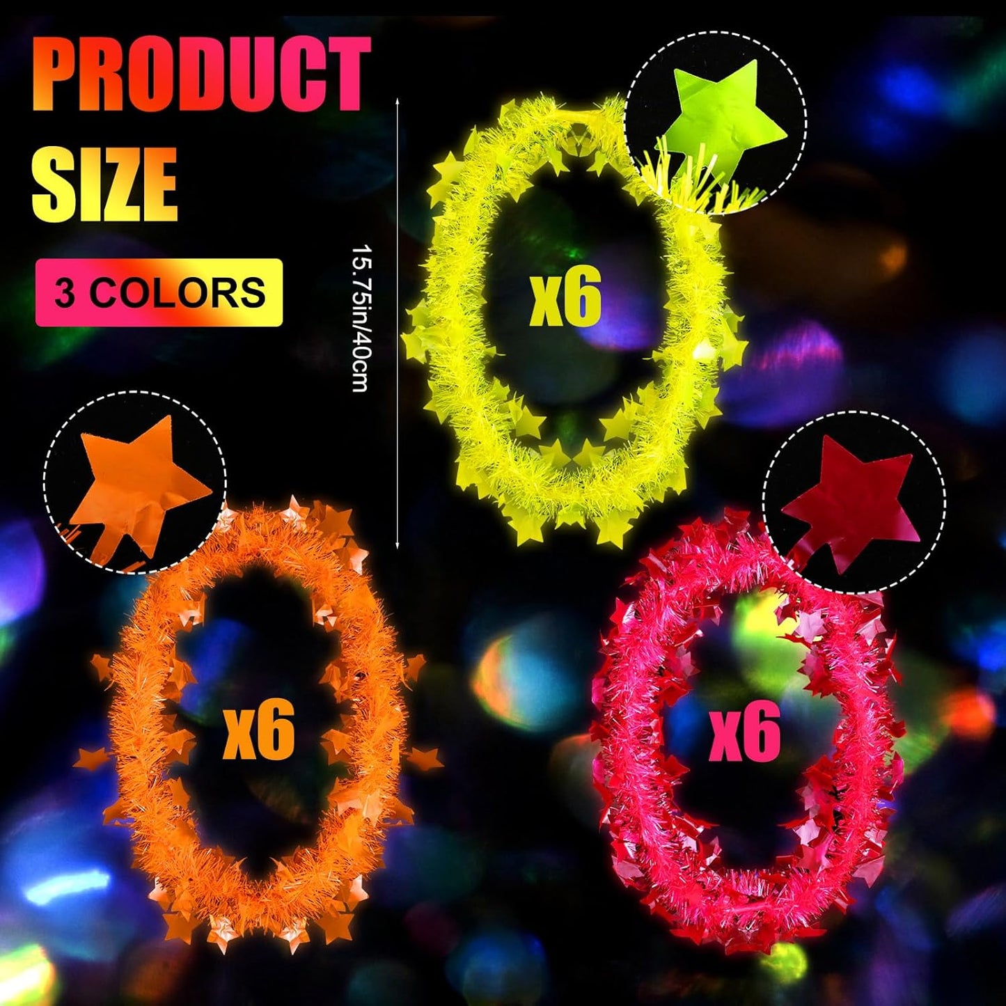 Norme 18 Pcs Glow in The Dark Necklaces Supplies, 15.75'' Neon Fluorescent Light up Necklaces for Women Men Adult, Glow Photo Prop Blacklight Favors for Festival Birthday Wedding Disco Gathering