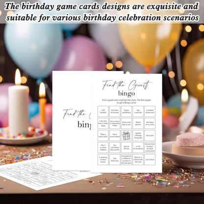 Birthday Party Games Card for Adults, 30 Pcs Ice Breaker Game Cards for Girl Bday Celebrations Decorations Supplies Favors - B01