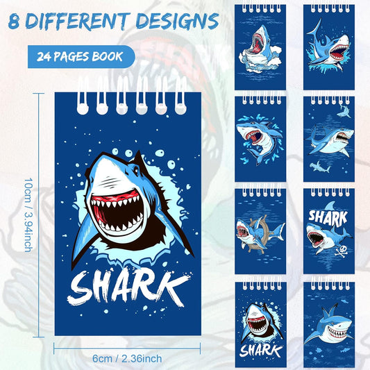 Pajean 24 Pack Mini Shark Notebooks Memo Spiral Tiny Notepads Shark Theme Pocket Notepads Under The Sea Animal Hardcover Notebooks for Kids Classroom School Rewards Gifts Birthday Party Supplies