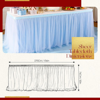 THARAHT Tulle Table Skirt 6FT 180CM Long for Rectangle Tables Round Tables Ruffle Desk Skirt for Princess Girls Birthday Party Cake Dessert Decorations Table Skirt