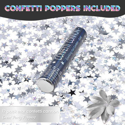 Confetti Poppers 12 Pack Confetti Cannon Black and Gold Party Confetti 12 inch Metallic Foil Golden Black Confetti Party Poppers Confetti Shooters for Birthday Wedding Graduation Christmas New Year