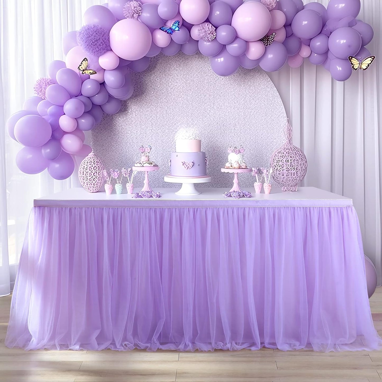 Suppromo 6ft Pink Tulle Table Skirt Baby Shower Tablecloth for Rectangle Tables or Round Tables Pink Ruffle Tutu Table Skirts Desk Skirt for Princess Girls Birthday Party Cake Dessert Decorations