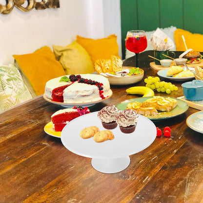8.8 inch White Ceramic Cake Stand, Round Dessert Display Platter, Pedestal Serving Holder for Birthday Party Wedding Cupcake Pastry