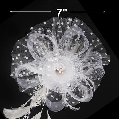 Fascinators Hat Women Tea Party Headband Flower Cocktail Mesh Feathers Hair Clip Kentucky Derby Hat Wedding