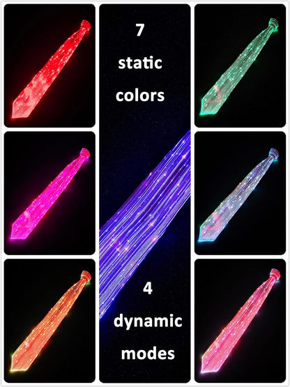 LED Neck Ties for Men Party Fiber Optic Light Up Necktie Bar Rave Funny Glow Clothes Accessories for Adults Women