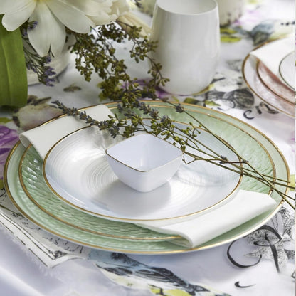 R-kay 100 Pack Clear Plastic Plates - 6.25 IN Hammered Gold Rimmed Sturdy, Durable And Extra Heavy duty Gold Plastic Dessert Plates Disposable - Ideal For Appetizer And And For Desserts.
