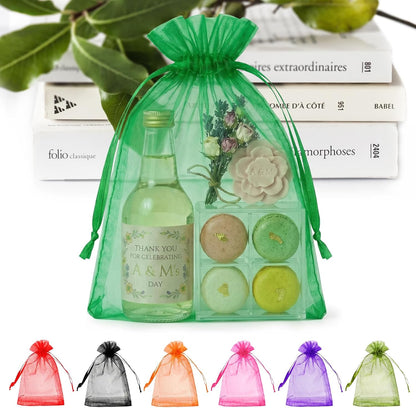 ANZNKU 50PCS Organza Bags 6x9 Large White Gift Bags for Candy Goodie Sachet Jewelry, Mesh Bag Drawstring Sheer Packaging Pouches for Wedding Favors Mother's Day Birthday Party Baby & Bridal Shower