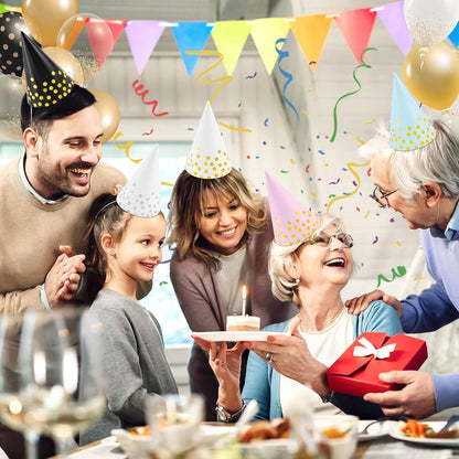 CANREVEL Party Hats for Adults, Birthday Party Headwear Supplies, Cone Hats Bulk for Women Men