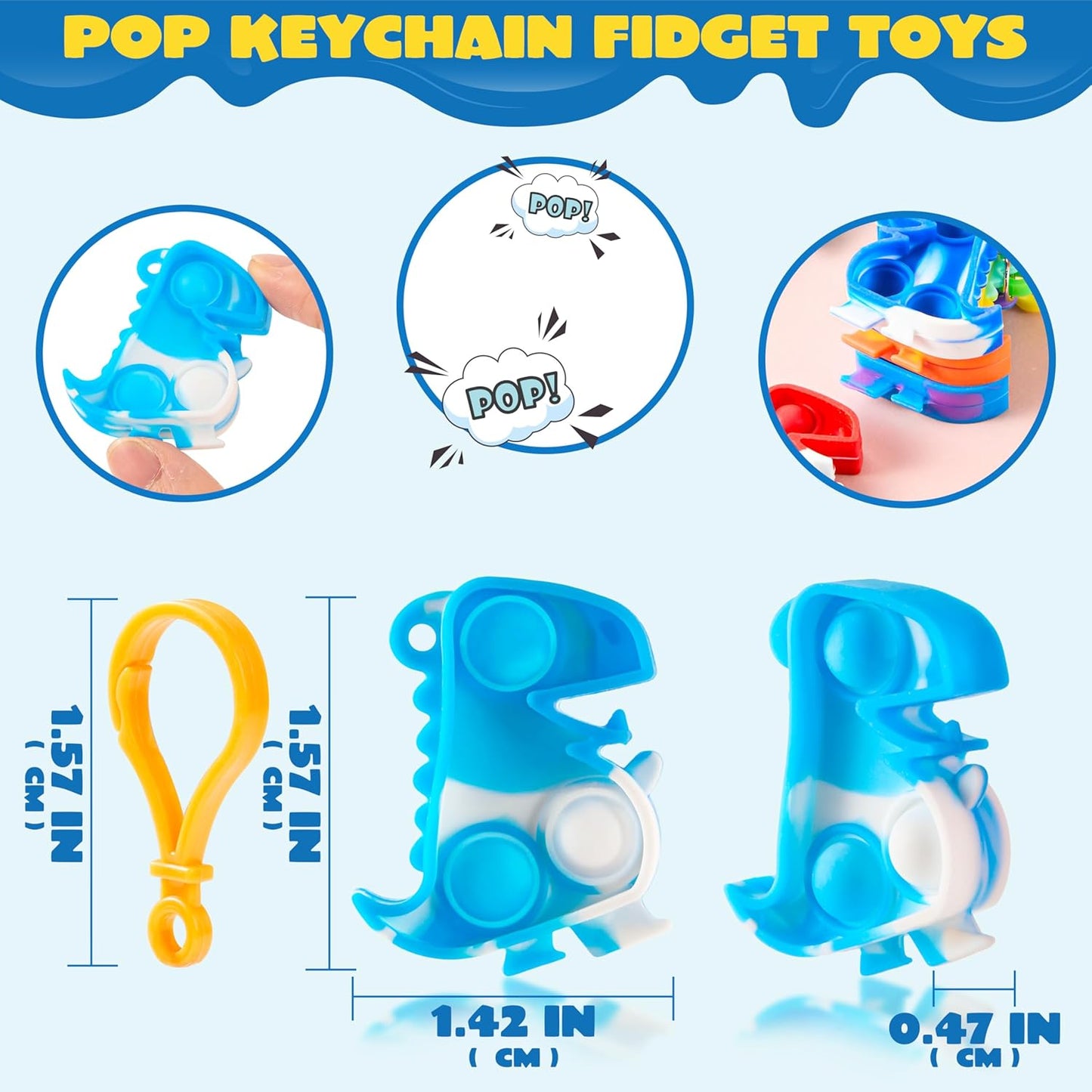 JOYIN Round Pop Fidget Keychain 30 Pack Pop Fidget Toys Bulk Party Favors for Kids 4-8,8-12 Years, Birthday Goodie Bags Stuffers Back to School Gifts for Students Classroom Prizes Sensory Toys
