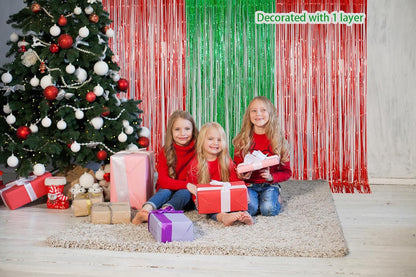 Melsan 2 Pack 3.2 ft x 8.2 ft Tinsel Foil Fringe Curtains Backdrop, Sparkle Metallic Foil Curtains for Party Photo Booth Props Decoration, Pinkish Purple