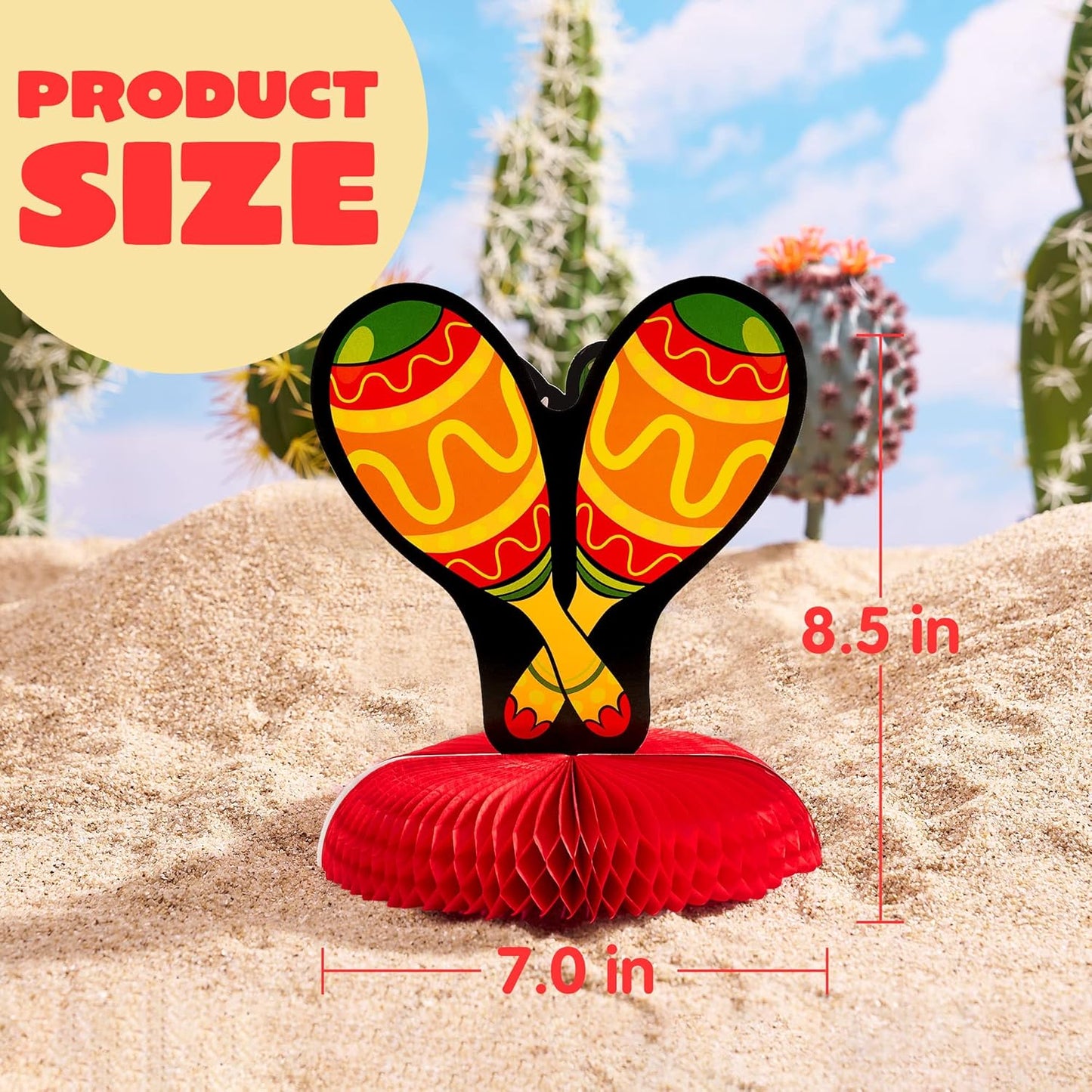 JOYIN 6 PCs Cinco De Mayo Fiesta Honeycomb Table Centerpiece 8.5” Party Decoration for Fun Fiesta Taco Party Supplies, Luau Event Photo Props, Mexican Theme for Carnivals Festivals
