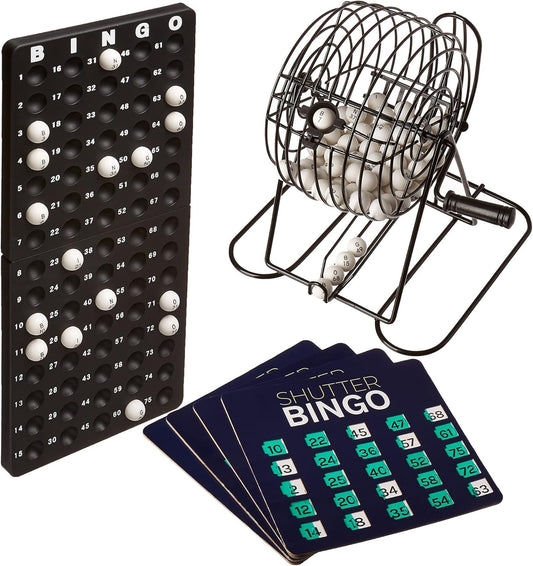 Royal Bingo Supplies Bingo Game Set for Adults, Seniors & Family - Bingo Balls with Cage and Bingo Cards with Sliding Windows - Shutter Card Roller Cage Set
