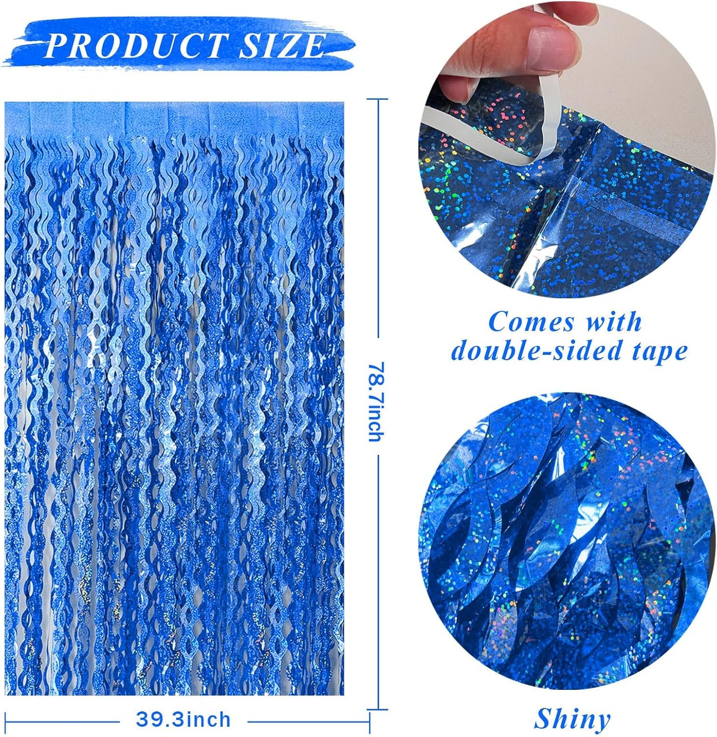 Tinsel Foil Fringe Curtains Wavy Backdrop for Parties Sparkle Metallic Wavy Foil Fringe Backdrop Curtain for Party Decorations Photo Booth Props for Birthday Graduation Wedding
