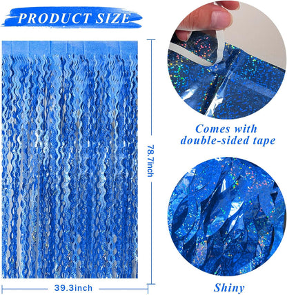 Tinsel Foil Fringe Curtains Wavy Backdrop for Parties Sparkle Metallic Wavy Foil Fringe Backdrop Curtain for Party Decorations Photo Booth Props for Birthday Graduation Wedding