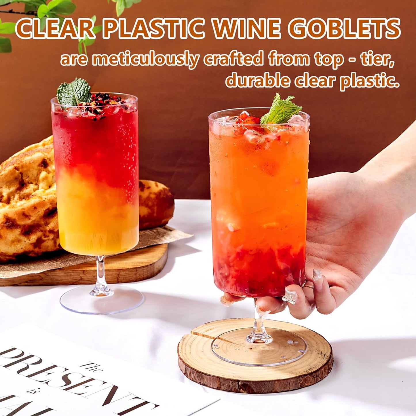 Ciaell 24 Pack Plastic Champagne Flutes - 6oz Ribbed Disposable Champagne Glasses - Clear Vintage Mimosa Glasses with Long Stem, Elegant for Weddings, Birthdays, Party