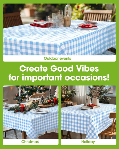 Pureegg Plastic Table Cloth Disposable 8 Pack, 54 x 108 Inch Table Cloths, Party, Picnic, Wedding, Decorative Tablecloths, Rectangle, White Plastic Cover, Leakproof & Sturdy, White