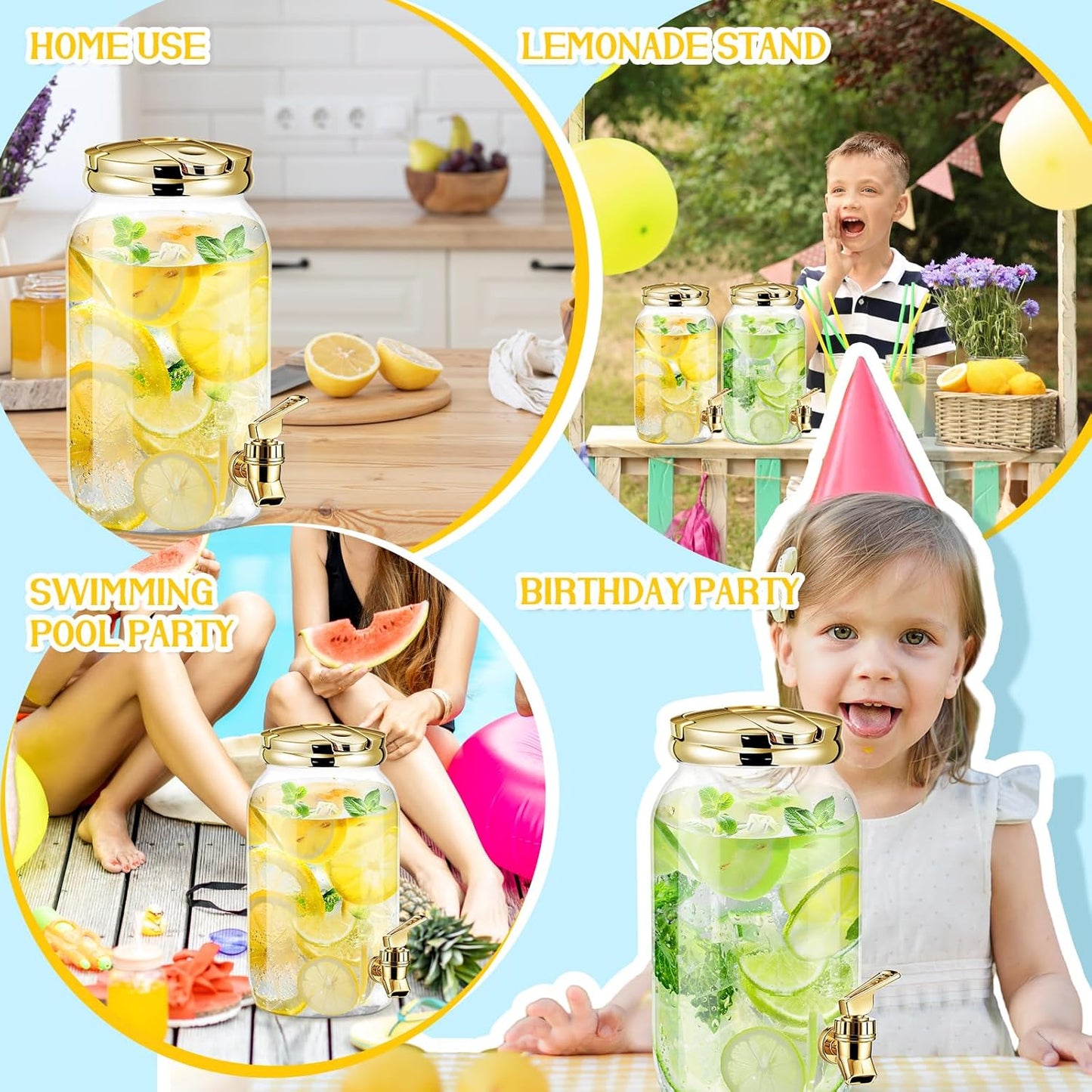 Havawish 2 Pcs 1 Gallon Plastic Beverage Dispenser with Spigot Clear Summer Kitchen Fridge Drink Dispenser for Parties Lemonade Juice Tea Beer Cold Water (Red,Cylinder)