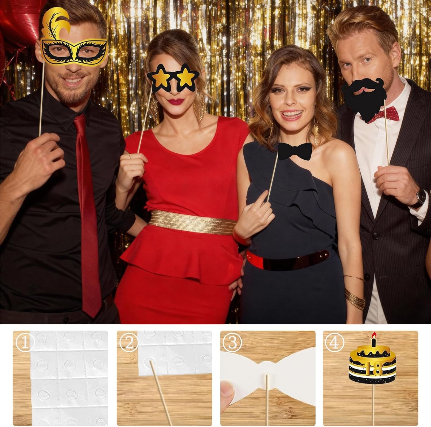 Hawaiian Party Photo Booth Props Kit, 30 PCS Luau Photo Booth Props with Large Inflatable Selfie Picture Frame for Hawaiian Tropical Tiki Summer Pool Party Supplies