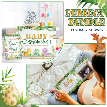Fuyoooo 27 Pcs Safari Animal Baby Shower Guest Book Set Baby Shower Sign in Guest Floral Book Place Table Cards with Gold Pen Adhesive Photo Corner for Birthday Party